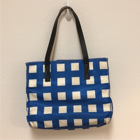 Kate Spade Purse Berry Street Elise Tote Bag Blue White Shoulder Gingham Nylon - Picture 3 of 12